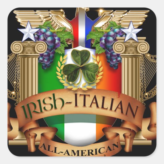 Iers Italiaans alle Amerikaans Vierkante Sticker (Voorkant)