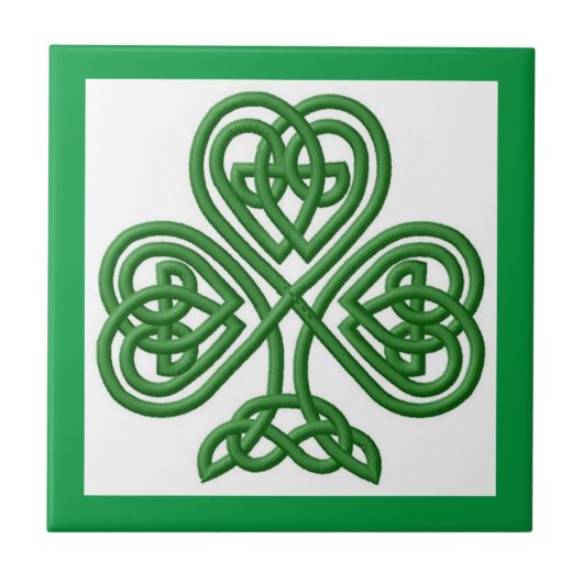 Iers Keltisch knoopontwerp Shamrock Keramische Teg Tegeltje (Voorkant)