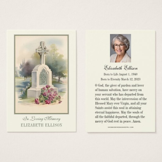 Iers Keltisch Kruis begrafenisgebed Visitekaartje (Voorkant /achterkant)