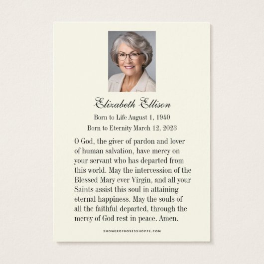 Iers Keltisch Kruis begrafenisgebed Visitekaartje (Achterkant)