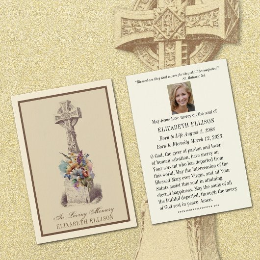 Iers Keltisch Kruis Bloemen Begrafenis Kaart