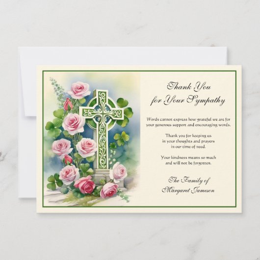 Iers Keltisch Kruis Shamrocks Sympathie Condoleanc Bedankkaart (Voorkant)
