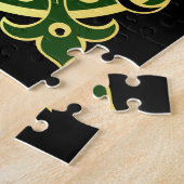 Iers Keltisch kruis/zwart/goud/groen fancy ontwerp Legpuzzel (Zijkant)