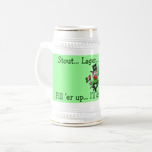 Iers Keltische Leprechaun Drink Stein Bierpul (Voorkant links)