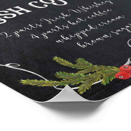 Iers kerstfeest kerstfeest winterbruiloft poster (Hoek)