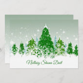 Iers kerstfeest, sneeuwgroene bomen feestdagenkaart (Voorkant / Achterkant)