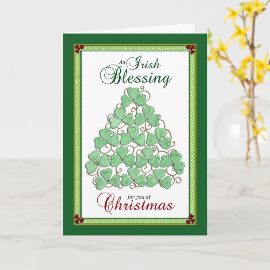 Iers kerstgebak - Shamrock kerstboom Kaart (Gele Bloem)