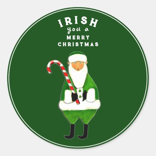 Iers kerstkaartje ronde sticker (Voorkant)