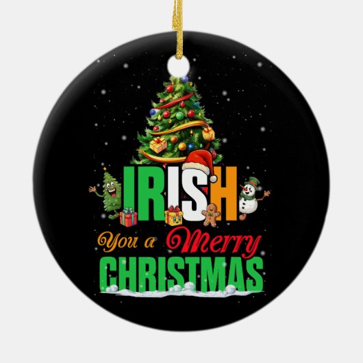 Iers kerstkerstkerstkerstkerstkerstkerstfeest Chri Keramisch Ornament (Achterkant)