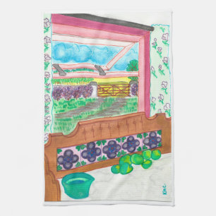 Iers keukenvenster theedoek