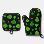 Iers klaverpatroon met vier bladeren ovenwant & pannenlap set (Voorkant)