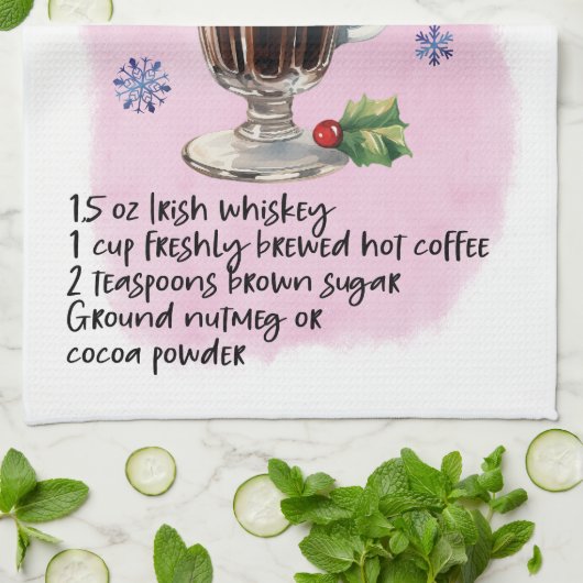 Iers Koffie Recept Kerstmis recept ontwerp Theedoek (Gevouwen)