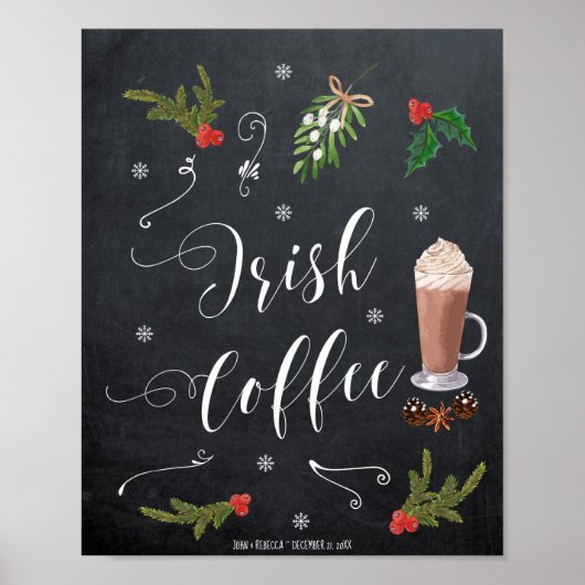 Iers koffiebar winter kerst trouwteken poster (Voorkant)