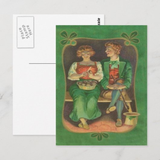  Iers koppel Aardappel St Patrick's Day Kaart (Voorkant / Achterkant)