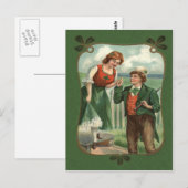 Iers Koppel Shillelagh Shamrock Briefkaart (Voorkant / Achterkant)
