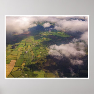Iers landbouwgrond lapwerk luchtfoto landschap pri poster