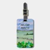 Iers landschap Ierland wacht op Jouw naam Shamrock Bagagelabel (Voorkant verticaal)