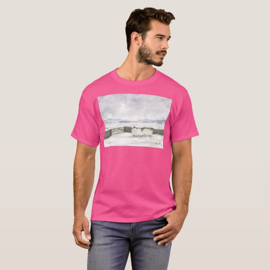 Iers landschap in metallic aquarellen actief t-shirt (Voorkant volledig)