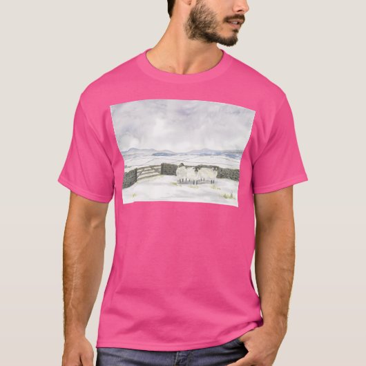 Iers landschap in metallic aquarellen actief t-shirt (Voorkant)