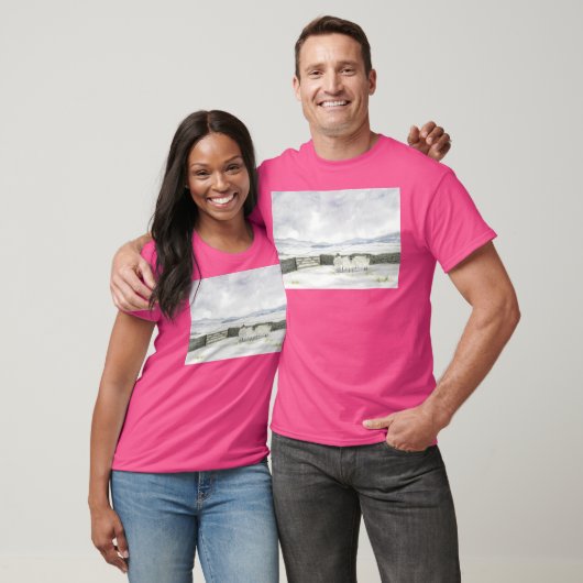 Iers landschap in metallic aquarellen actief t-shirt (Unisex)