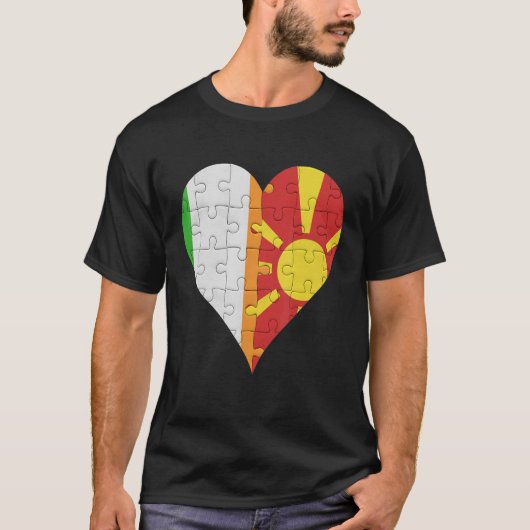 Iers Macedonisch Vlag Hart T-shirt (Voorkant)