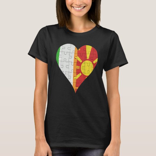 Iers Macedonisch Vlag Hart T-shirt (Voorkant)