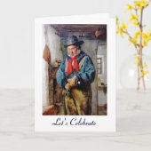 Iers Man zet whisky in fles voor je verjaardag Kaart (Gele Bloem)