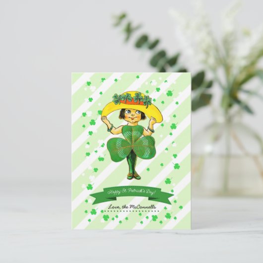  Iers meisje Aangepaste naam St. Patrick's Day Briefkaart (Staand voorkant)