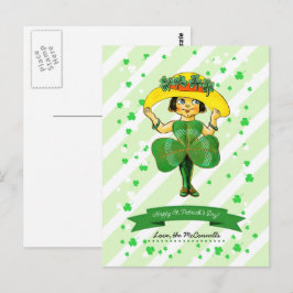 Iers meisje Aangepaste naam St. Patrick's Day Briefkaart