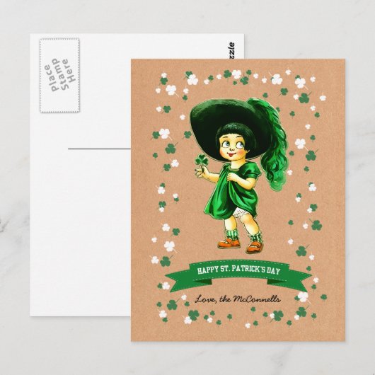  Iers meisje Aangepaste naam St. Patrick's Day Briefkaart (Voorkant / Achterkant)