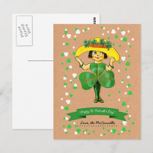 Iers meisje Aangepaste naam St. Patrick's Day Briefkaart (Voorkant / Achterkant)