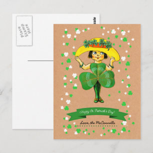  Iers meisje Aangepaste naam St. Patrick's Day Briefkaart