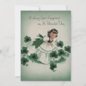 Iers Meisje Custom Retro St. Patrick's Day Feestdagenkaart (Voorkant)