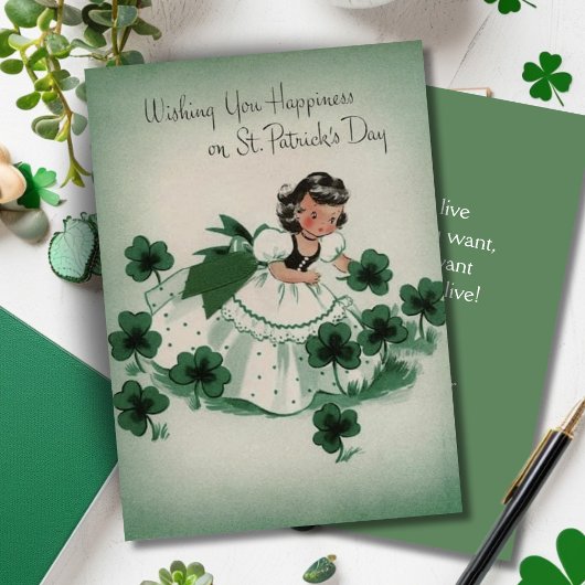 Iers Meisje Custom Retro St. Patrick's Day Feestdagenkaart