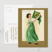  Iers meisje Erin Go Bragh vlag Feestdagenkaart (Voorkant / Achterkant)