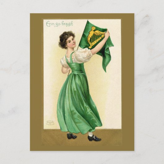  Iers meisje Erin Go Bragh vlag Feestdagenkaart (Voorkant)