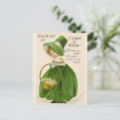  Iers meisje in groen Pet en gezwollen jas Briefkaart (Staand voorkant)