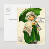 Iers meisje met groene paraplu Briefkaart (Voorkant / Achterkant)