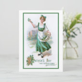  Iers meisje met Shamrocks Feestdagenkaart (Staand voorkant)
