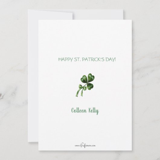  Iers meisje met Shamrocks Feestdagenkaart (Achterkant)