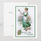  Iers meisje met Shamrocks Feestdagenkaart (Voorkant / Achterkant)
