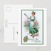  Iers meisje met Shamrocks Feestdagenkaart (Voorkant / Achterkant)