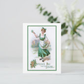 Iers meisje met Shamrocks Feestdagenkaart (Staand voorkant)