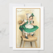  Iers meisje met St. Patrick's Day Greeting Feestdagenkaart (Voorkant)