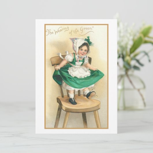  Iers meisje met St. Patrick's Day Greeting Feestdagenkaart (Staand voorkant)