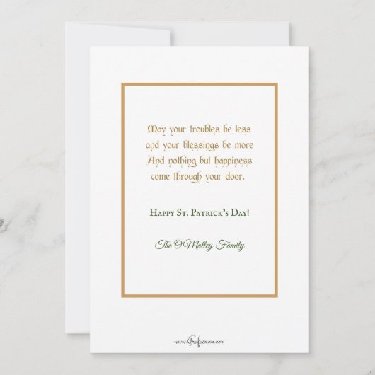 Iers meisje met St. Patrick's Day Greeting Feestdagenkaart (Achterkant)