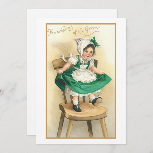  Iers meisje met St. Patrick's Day Greeting Feestdagenkaart (Voorkant / Achterkant)
