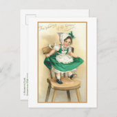  Iers meisje met St. Patrick's Day Greeting Feestdagenkaart (Voorkant / Achterkant)