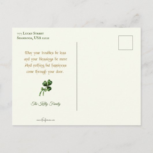  Iers meisje met vlag Erin Go Bragh Feestdagenkaart (Achterkant)