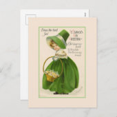  Iers meisje St. Patrick's Day Feestdagenkaart (Voorkant / Achterkant)